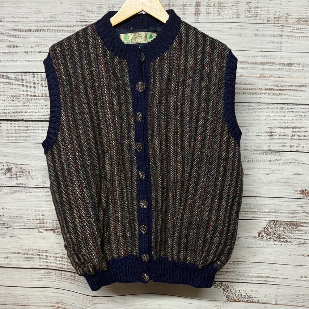 VTG Ireland Wool Sweater Vest Willow Weaver Hand Woven Bunratty Castle Large